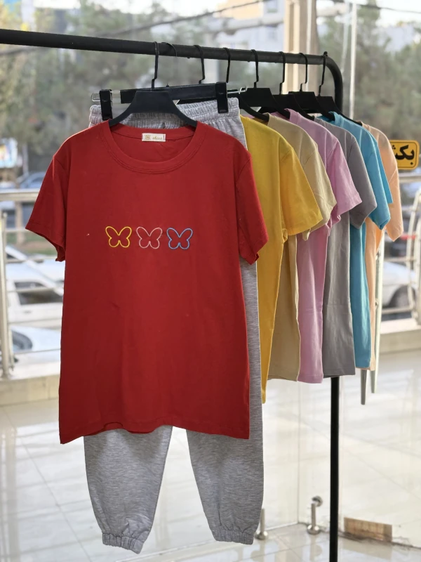 ست تیشرت شلوار گلدوزی 1307